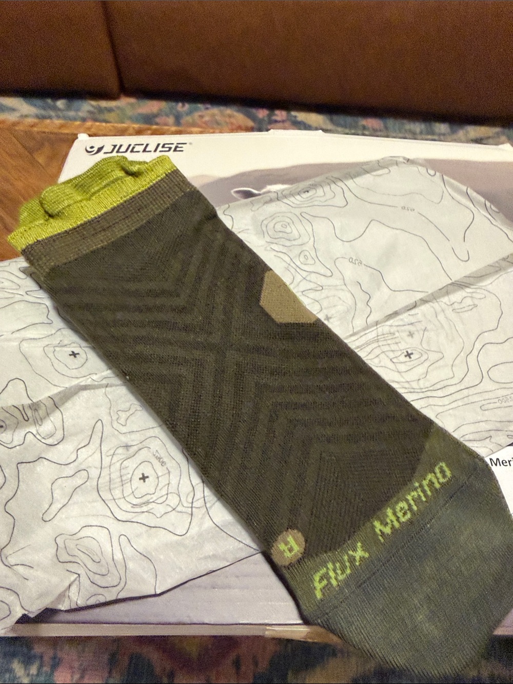 Lux Merino Wool thermoflux Men's black & Lime Athletic Sock 2 pair